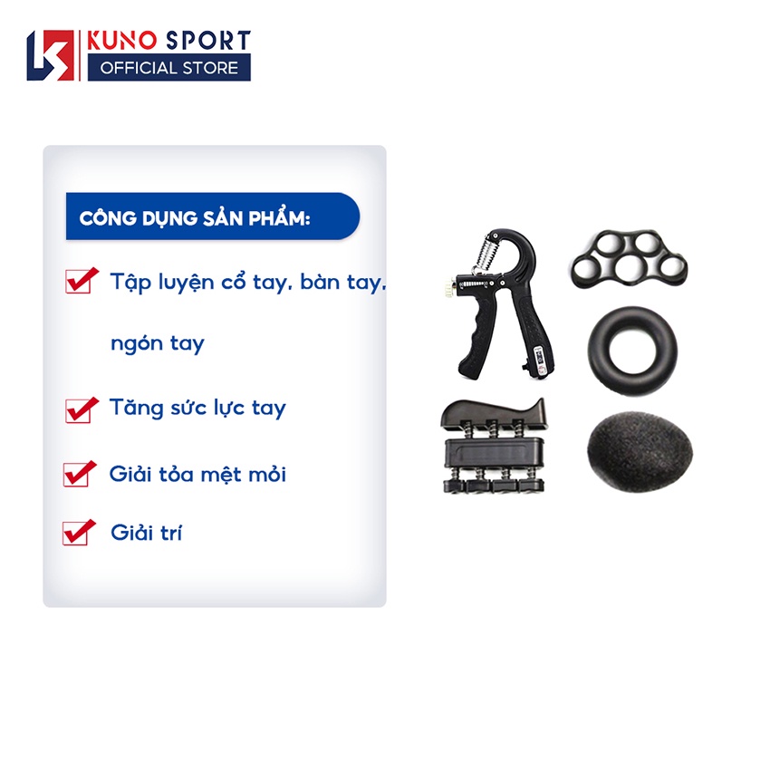 Bộ 5 món dụng cụ tập tay KUNO SPORT tập luyện tại nhà phục hồi chức năng