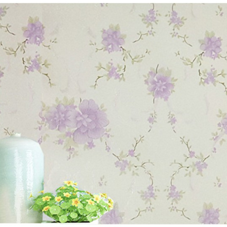 Cuộn 5m Decal Giấy Dán Tường Hai đóa hoa hồng tím (5m dài x 0.45m rộng