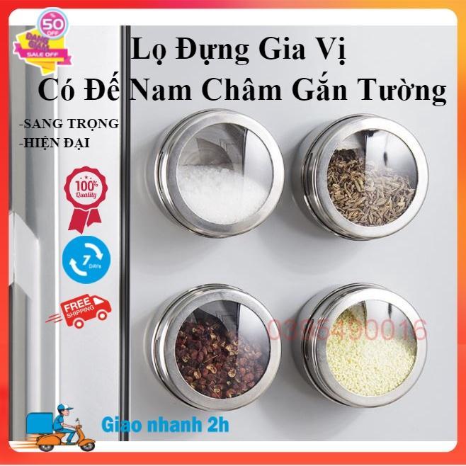 Lọ đựng Gia Vị Có đế Nam Châm Gắn Tường, Hít Vào Tủ Lạnh Tiện Lợi Chất Liệu Thép Không Gỉ Bền Bỉ Với 2 Khe Rắc Hiện đại