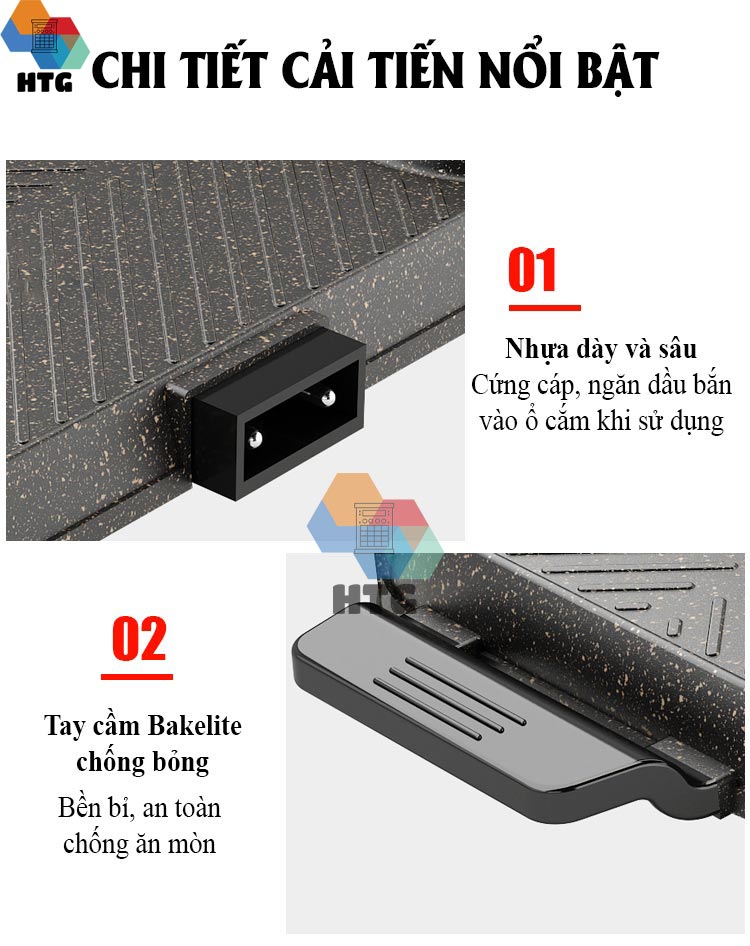 Bếp lẩu nướng 2 trong 1 Suncojia LZW-1702D nồi lẩu 2 ngăn tách rời, dung tích lớn cho gia đình đông, chống dính không khói, hàng chính hãng