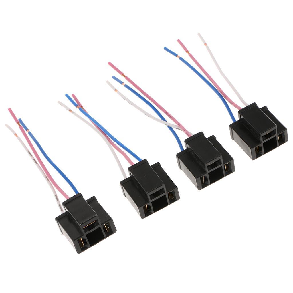 4PCS  Female Adapters Wiring Harness Socket with 4" Wire For Headlight Fog