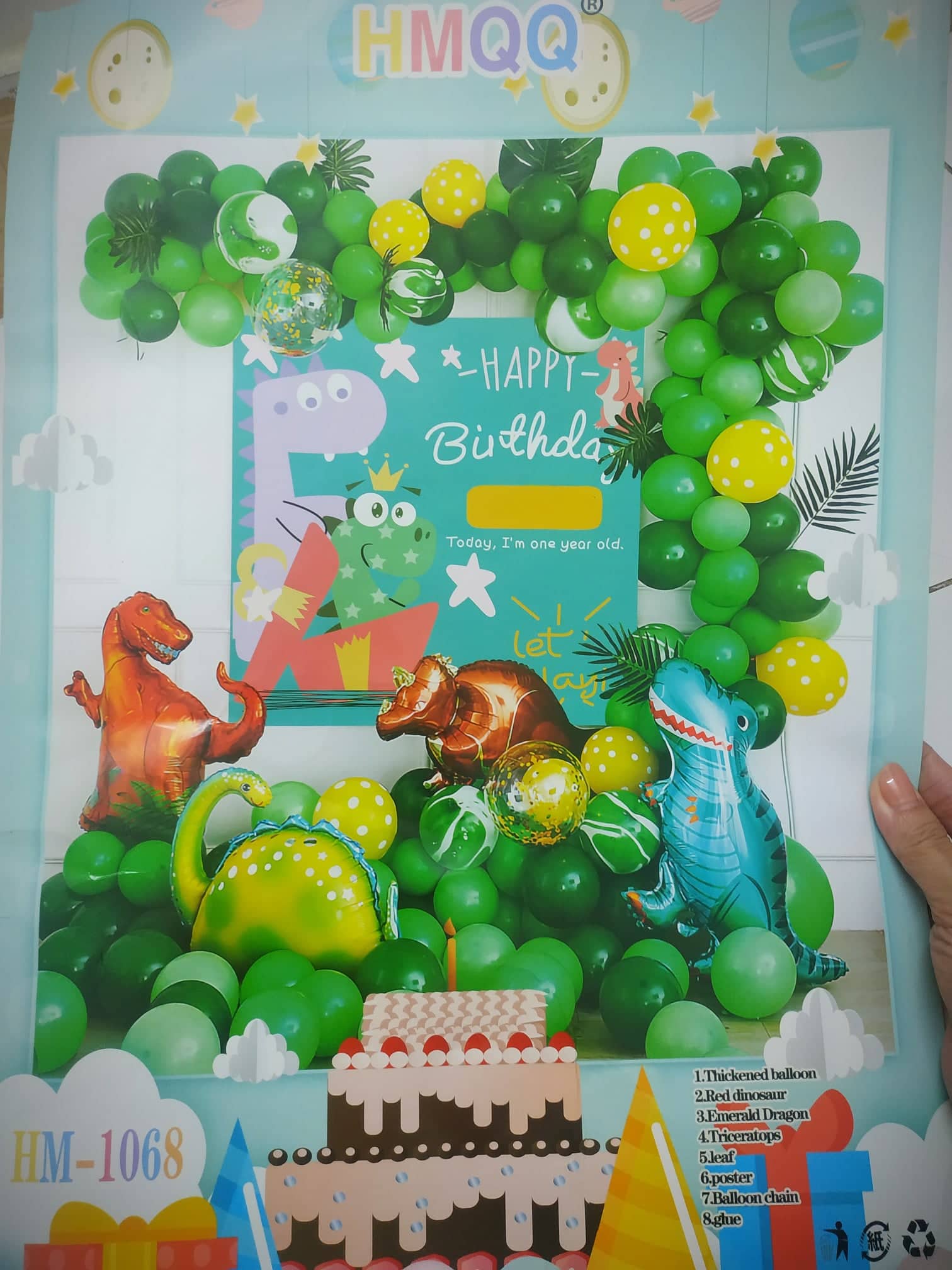 Set bong bóng trang trí sinh nhật, sự kiện cho bé chủ đề Khủng long trong Rừng xanh (mẫu 2)
