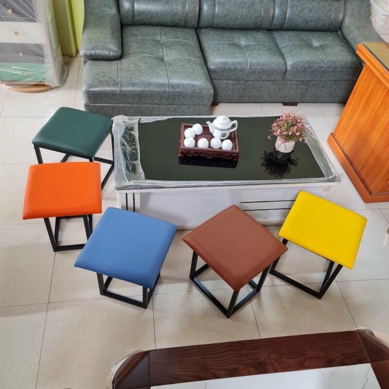 Ghế khối rubik, đôn ghế sofa gấp gọn 5 trong 1 có Bánh Xe Di Chuyển - ghế khối rubic phòng khách