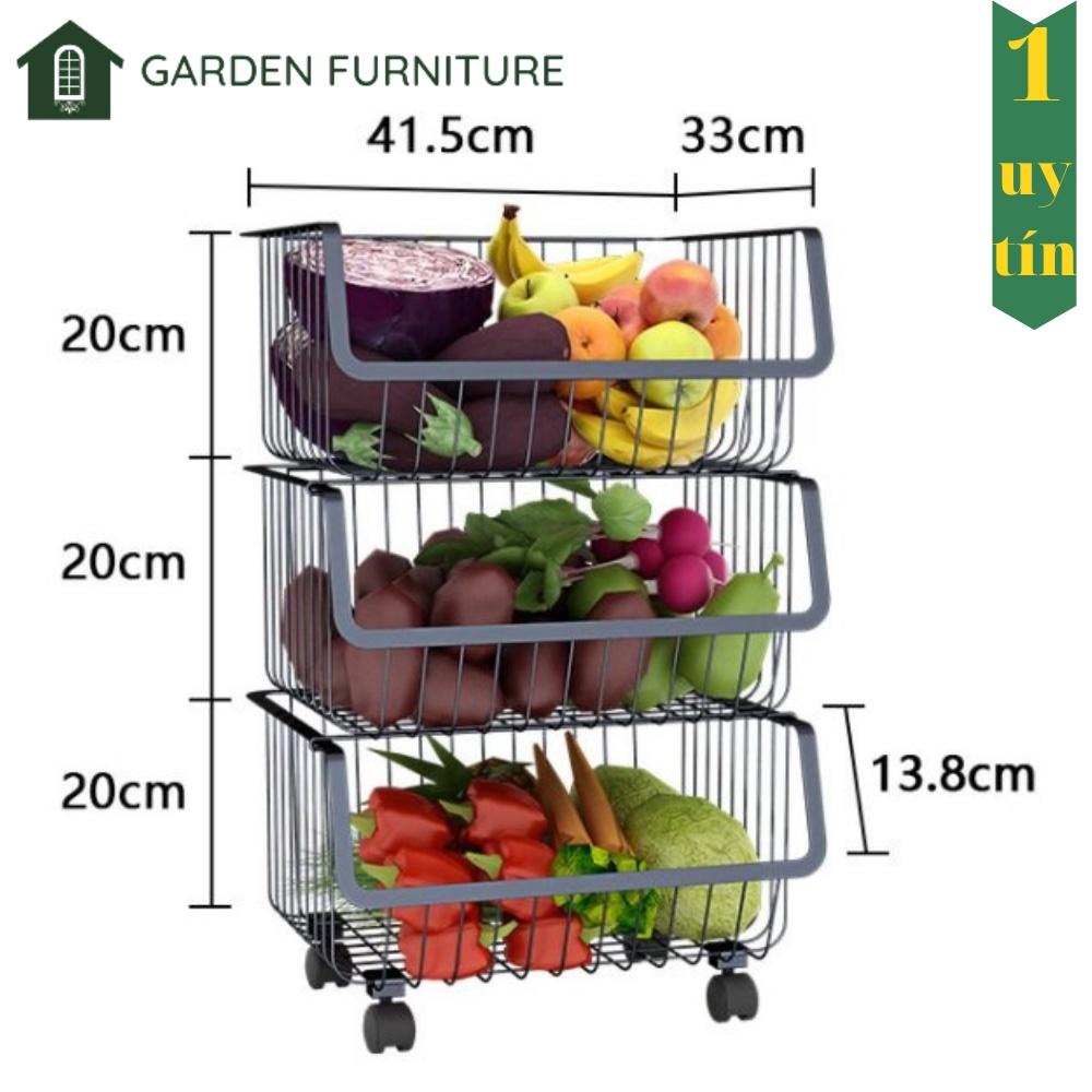 Kệ sắt đa năng nhiều tầng tháo rời có nắp đậy tiện dụng, giá kệ nhà bếp, phòng khách, có bánh xe di chuyển tiện lợi