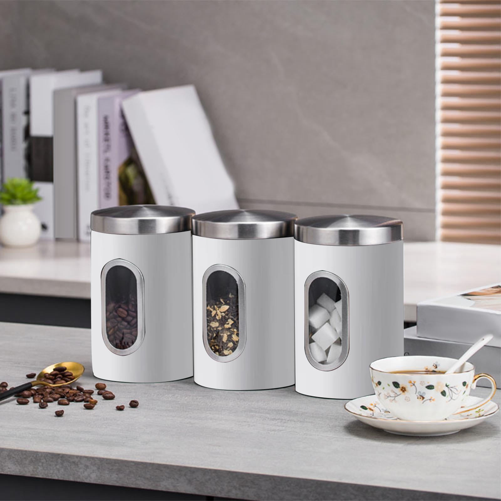 3Pcs Stainless Steel Food Storage Tin Organization with Lid Container
