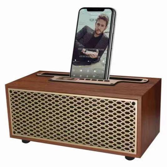 Vintage Wood Grain Bluetooth Loa TWS không dây Nhà Subwofer ngoài trời Quà tặng di động Stereo di động Di động Người đứng loa màu: Khaki