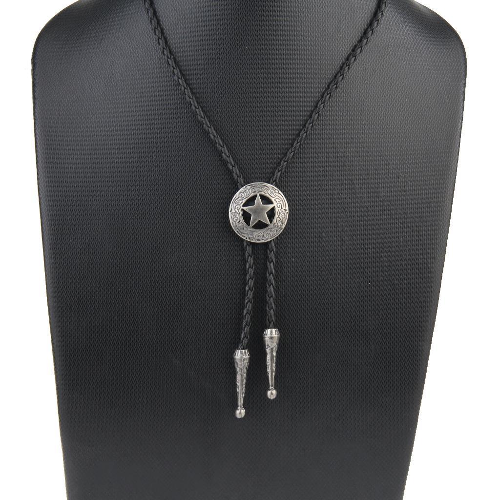 Bolo Bola Tie Rodeo Cowboy PU Leather Star Pendant Necktie Antique
