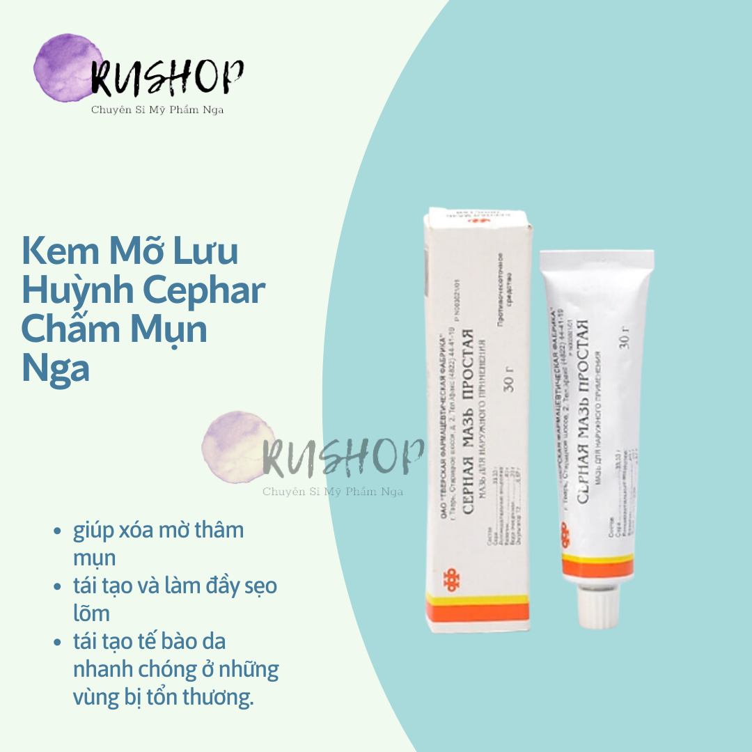 Kem mỡ lưu huỳnh Cephar chấm mụn Nga