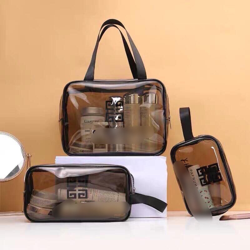 Set 3  Túi Đựng Mỹ Phẩm Trong Suốt Chống Thấm Nước Đa Dạng Kích Thước Đi Biển Đi Bơi Tiện Lợi Du Lịch
