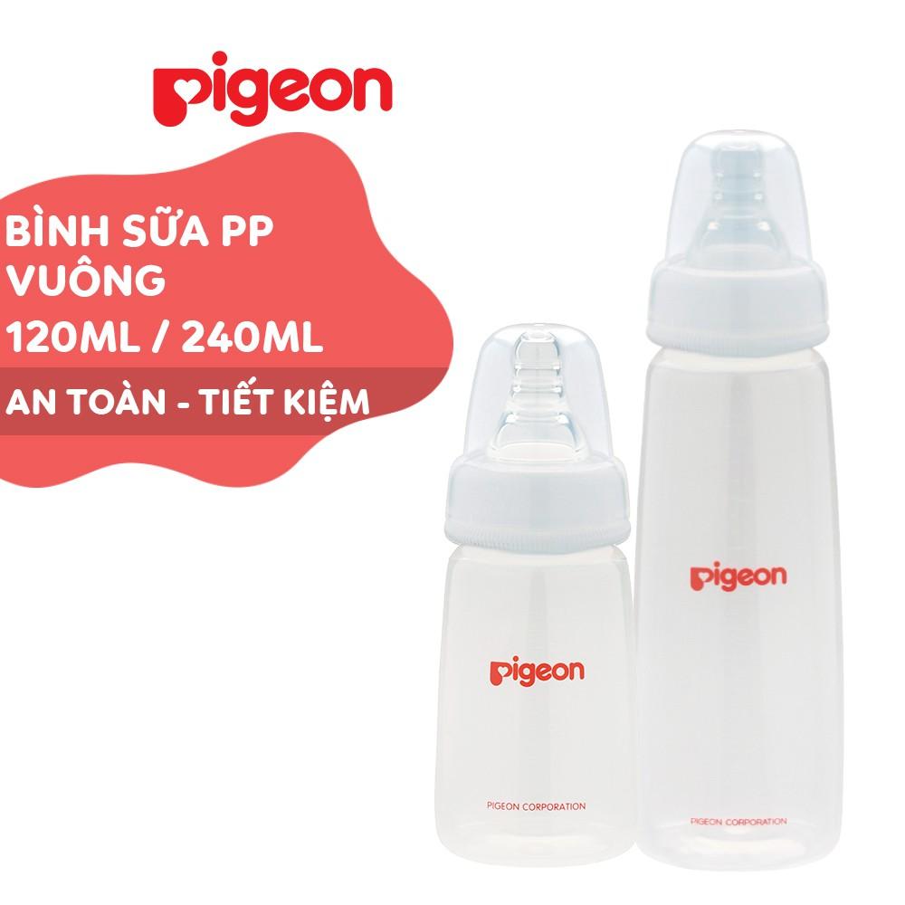 Bình sữa cổ hẹp PP vuông Pigeon 120ml/240ml