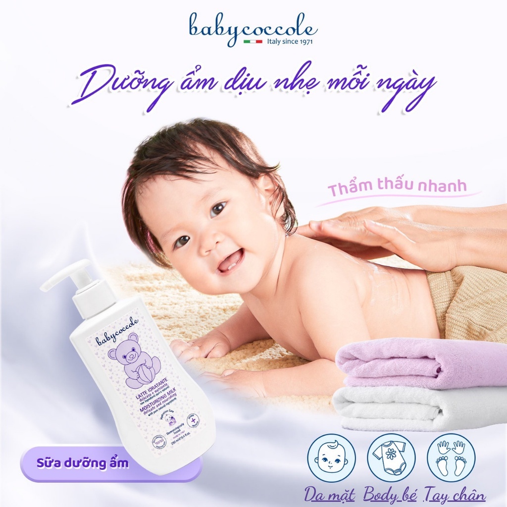 Sữa dưỡng thể cho bé Babycoccole 0M+ dưỡng da trẻ em & em bé từ sơ sinh chiết xuất hạnh nhân 250ml