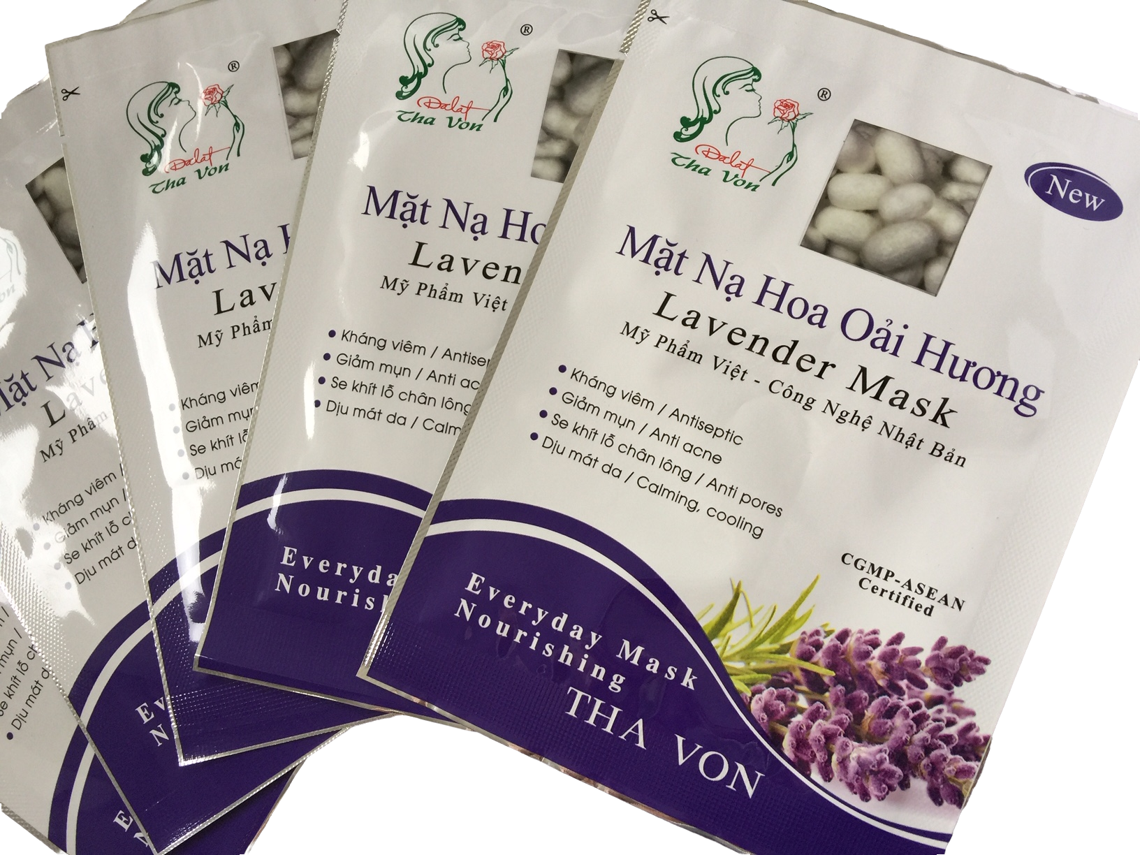 Mặt Nạ Hoa Oải Hương Dalat Tha Von chất liệu lụa Hộp 5 gói