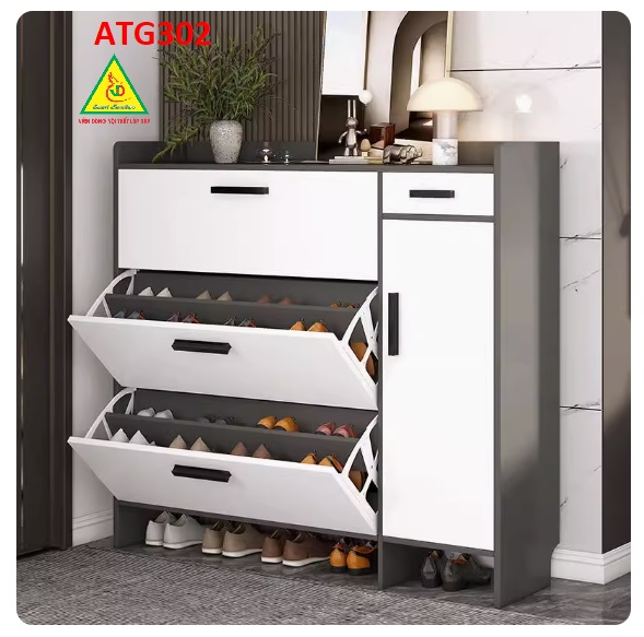 Tủ giày thông minh cánh lật, tủ giày đẹp bằng gỗ MDF ATG302