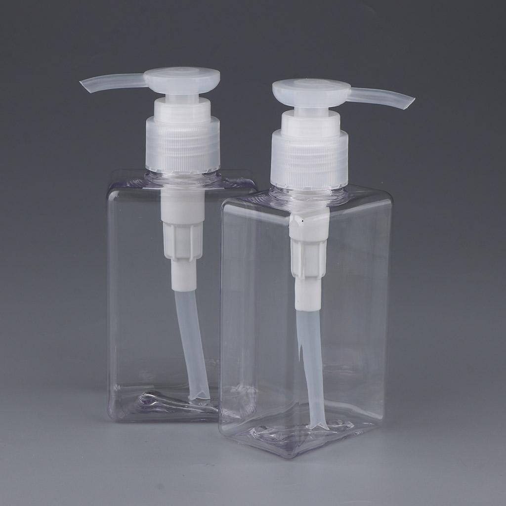 4Pcs Square Plastic Pump Bottle Shampoo Lotion Makeup Container Refillable