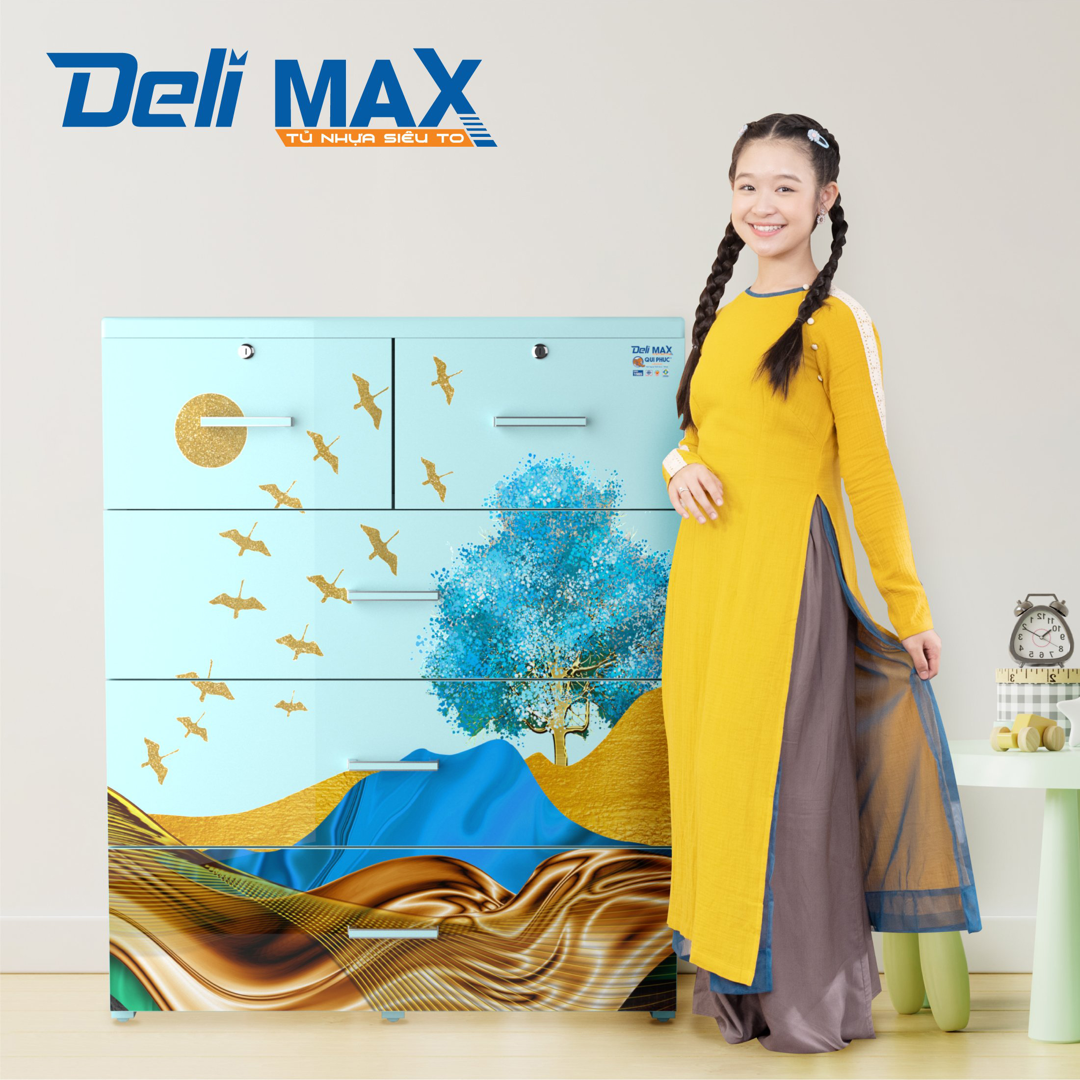 Tủ nhựa DELI MAX 4 tầng (QPN.176) - Siêu to siêu chắc, nhựa chính phẩm 100% an toàn cho người dùng