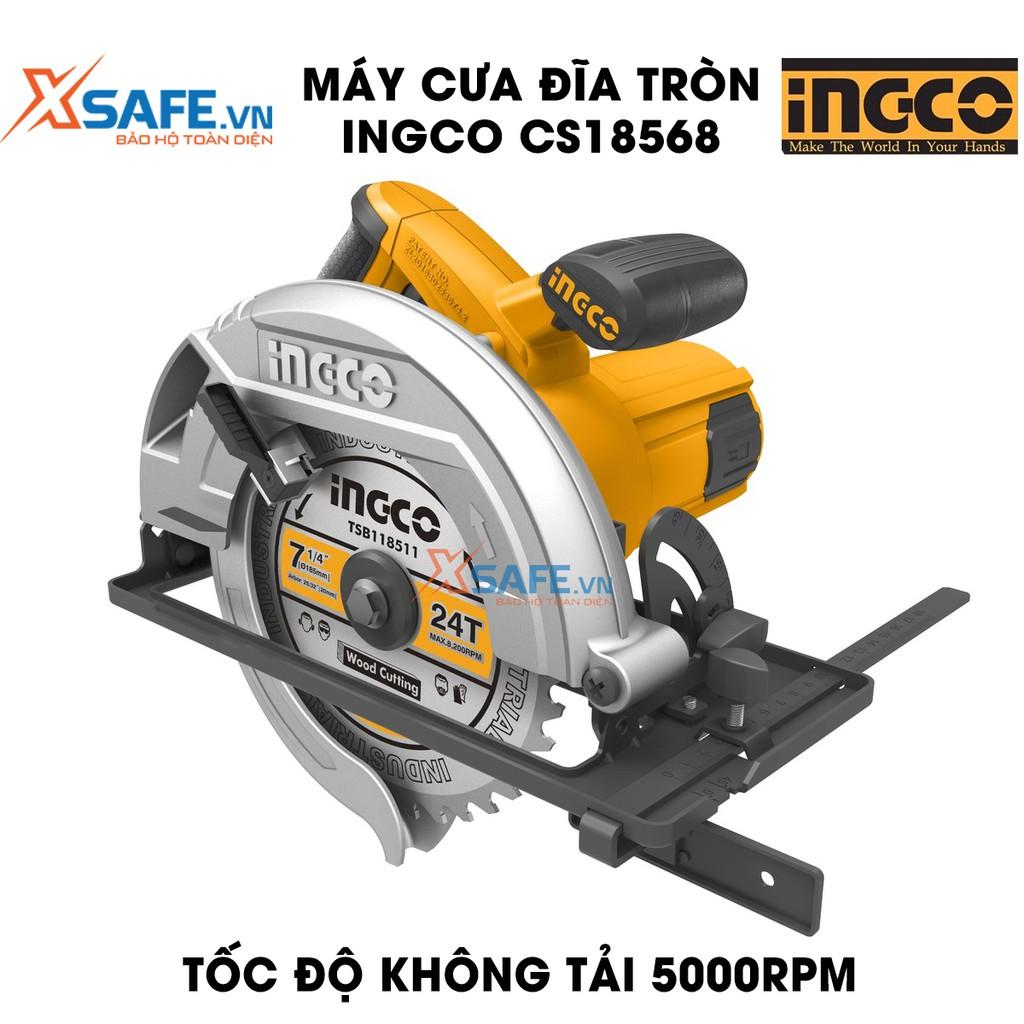 Máy Cưa đĩa tròn INGCO CS18568 kèm theo 1 lưỡi cắt 185mm và 1 bộ than, công suất 1600W, tốc độ không tải 5000rpm
