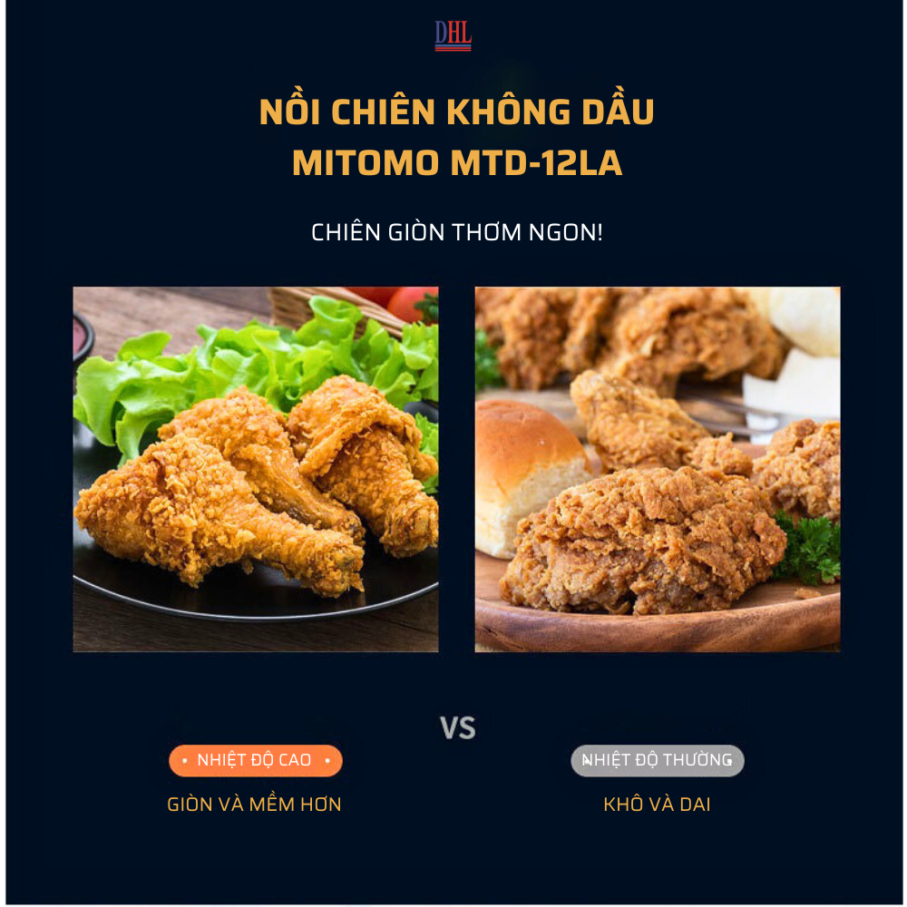 Nồi chiên không dầu Mitomo MTD-12LA, dung tích 12L công suất 1700W - Hàng chính hãng