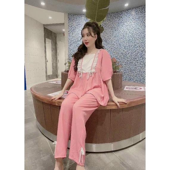 Bộ dài lụa cổ vuông ren mới VM