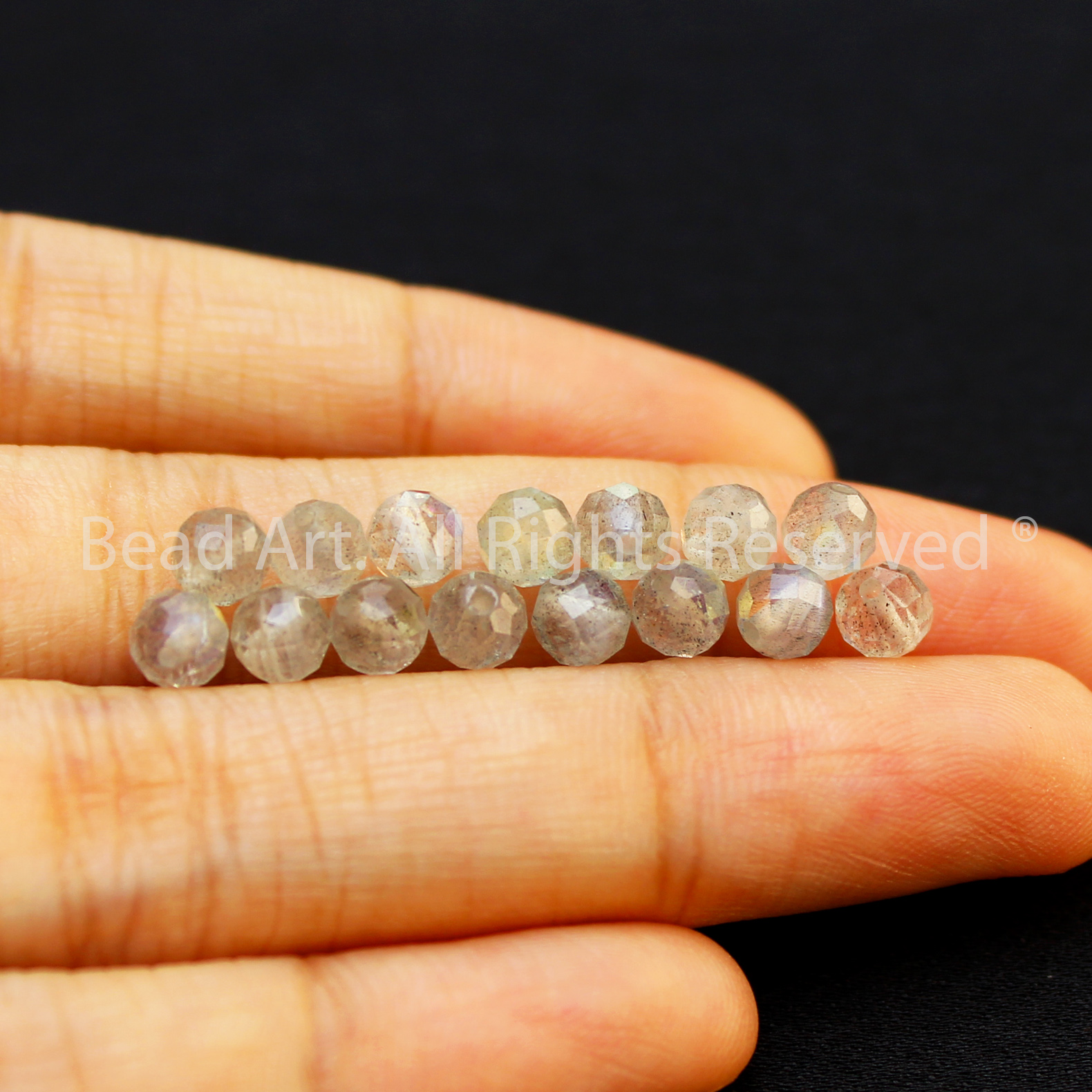 [3 Hạt/5 Hạt] 3MM Hạt Đá Labradorite Ánh Cầu Vồng Tự Nhiên Loại AB Giác Cắt, Phối Vòng Tay Phong Thuỷ, Chuỗi Hạt, Mọi Cung Mệnh - Bead Art