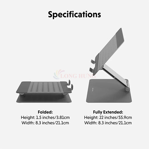Giá đỡ Laptop/máy tính bảng HyperSpace Flexible Angles Ergonomic Laptop Stand HS1150GYGL - Hàng chính hãng