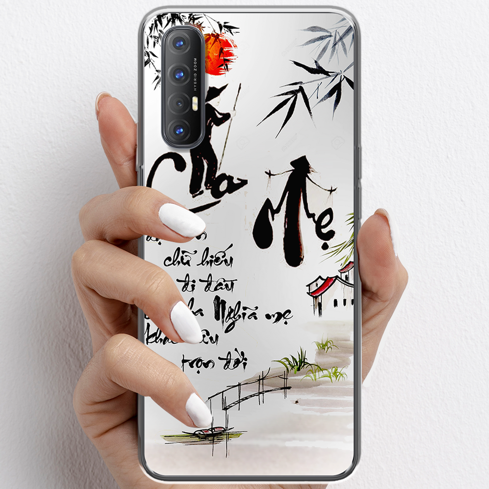 Ốp lưng cho Oppo Reno3, Reno3 Pro nhựa TPU mẫu Thư pháp cha mẹ