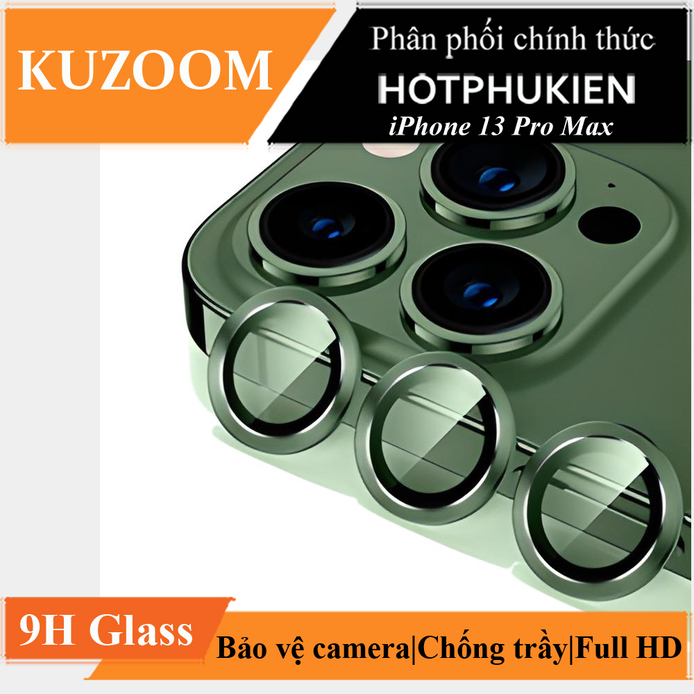 Bộ miếng dán kính cường lực Camera dành cho iPhone 13 Pro / 13 Pro Max hiệu HOTCASE Kuzoom Lens Ring mang lại khả năng chụp hình sắc nét full HD - Hàng nhập khẩu