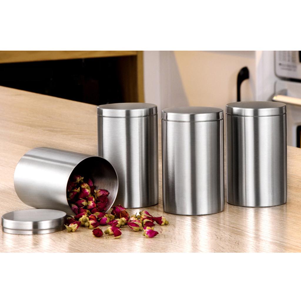 Storage Canister Tin Jar Tea Coffee Container Stainless Steel Cigarette Box