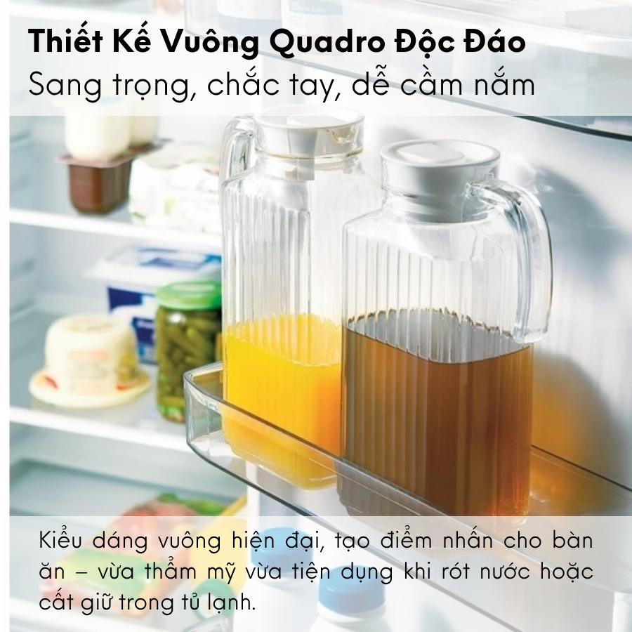 Bình đựng nước thủy tinh Luminarc Quadro G2668, dung tích 1.7L, dùng máy rửa bát | Hàng chính hãng