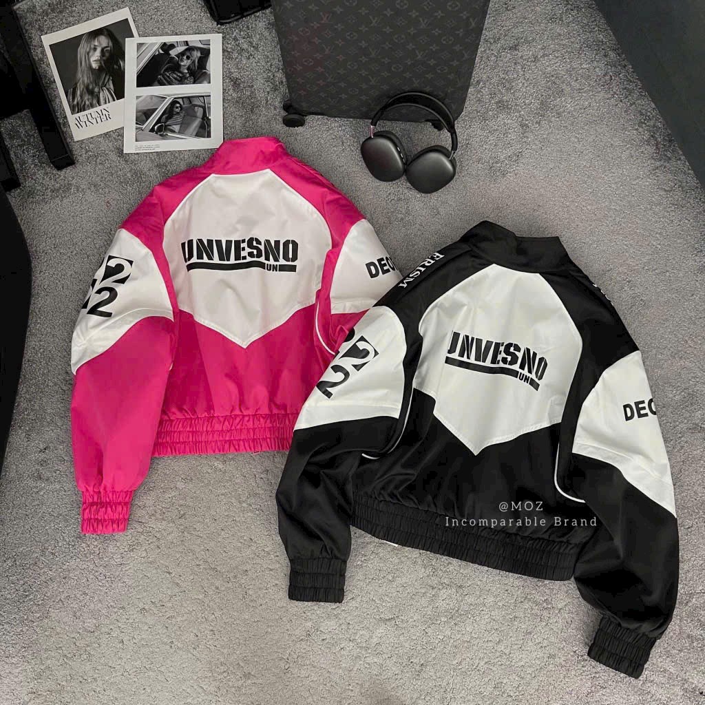 Áo Khoác Dù UNVESNO LOGO Nam Nữ Ulzzang Unisex Form Rộng Bomber TRƠN Jacket , áo khoác bomber bòng chày cổ cao thể thao chống nắng chống nước