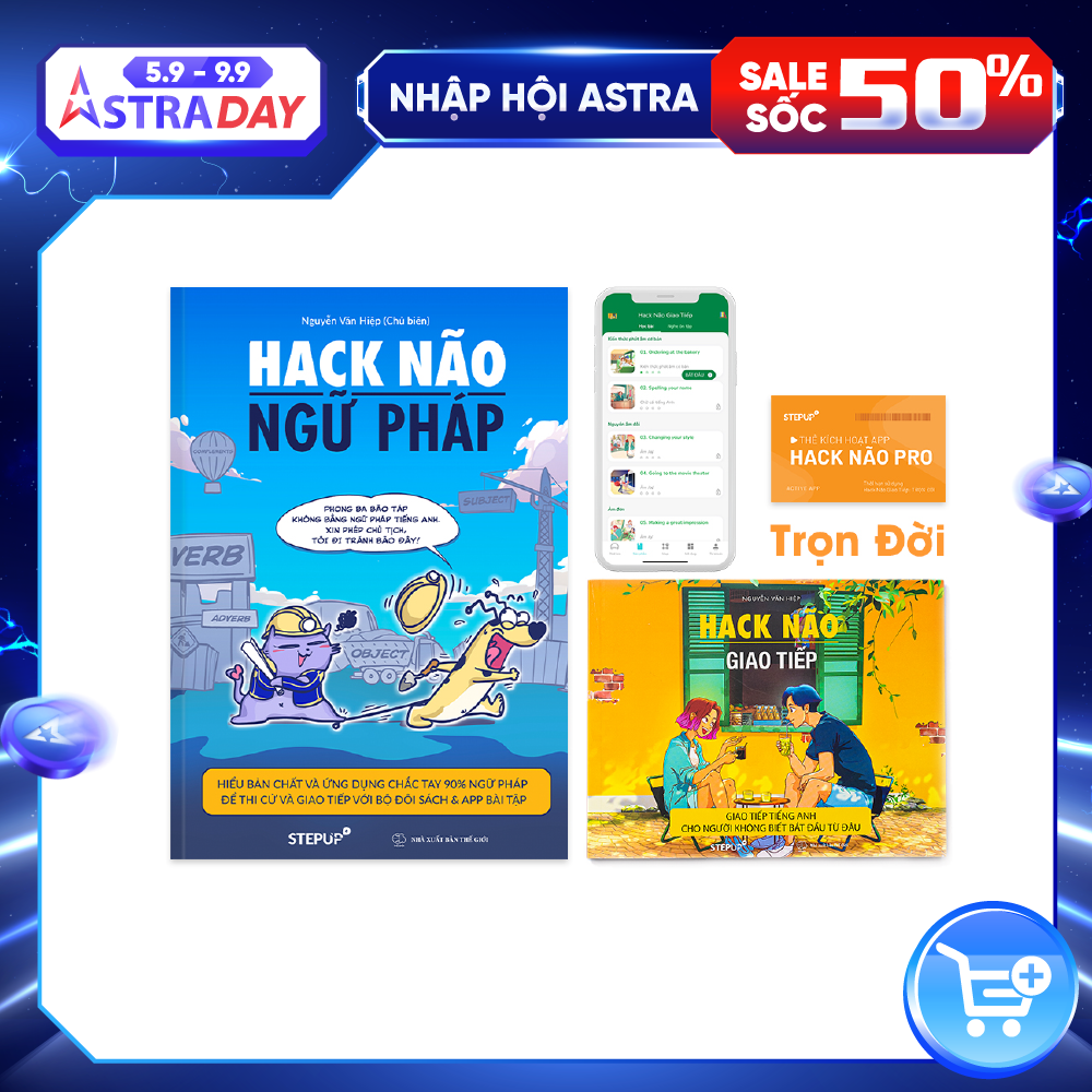 Sách - Combo 2 cuốn Hack Não Ngữ Pháp Tiếng Anh và Hack Não Giao Tiếp - Tặng App Hack Não Pro học phát âm vĩnh viễn