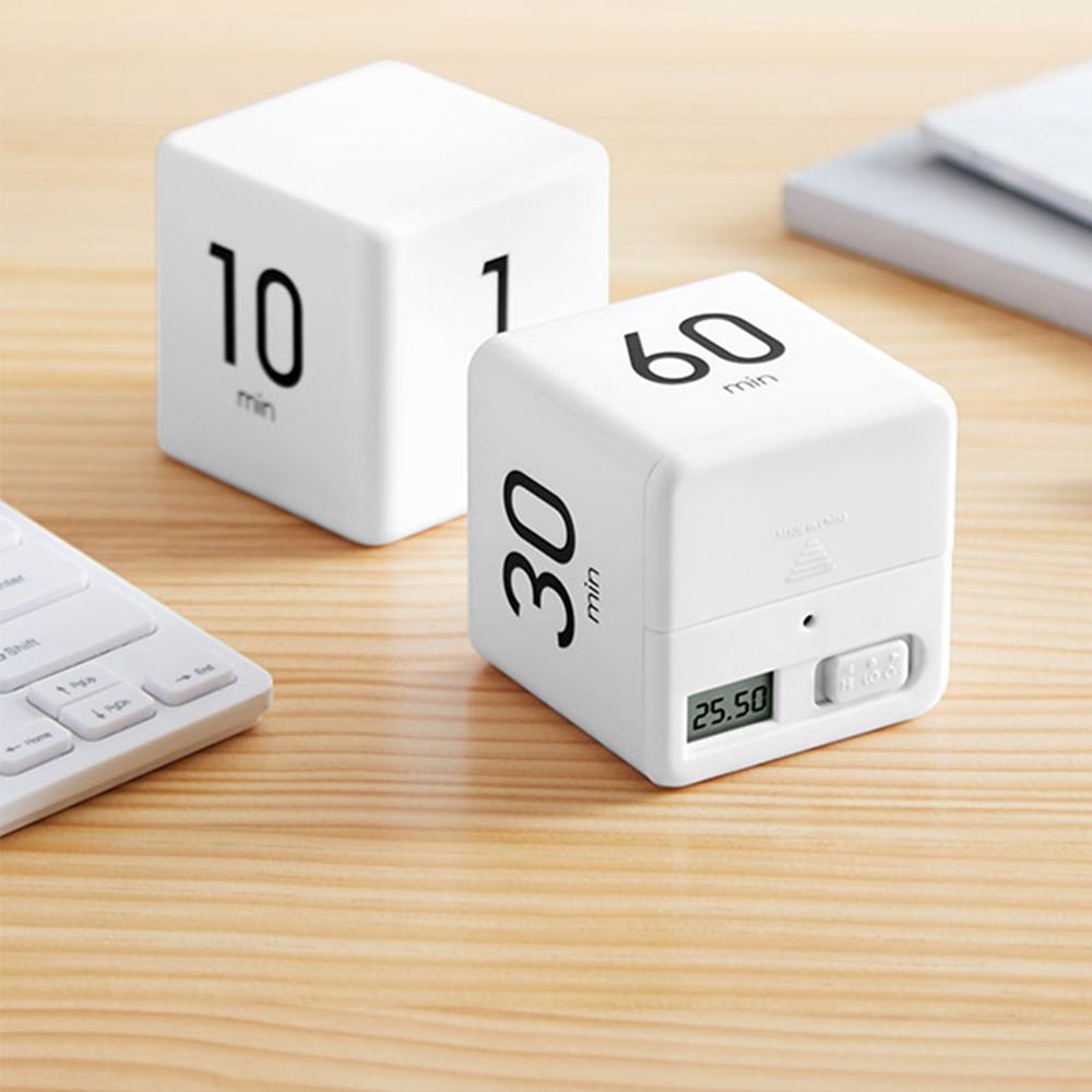 Portable Cube Timer Digital Kitchen Timer Countdown Alarm 15-20-30-60 Minutes Flip Timing with Digital Display Time
