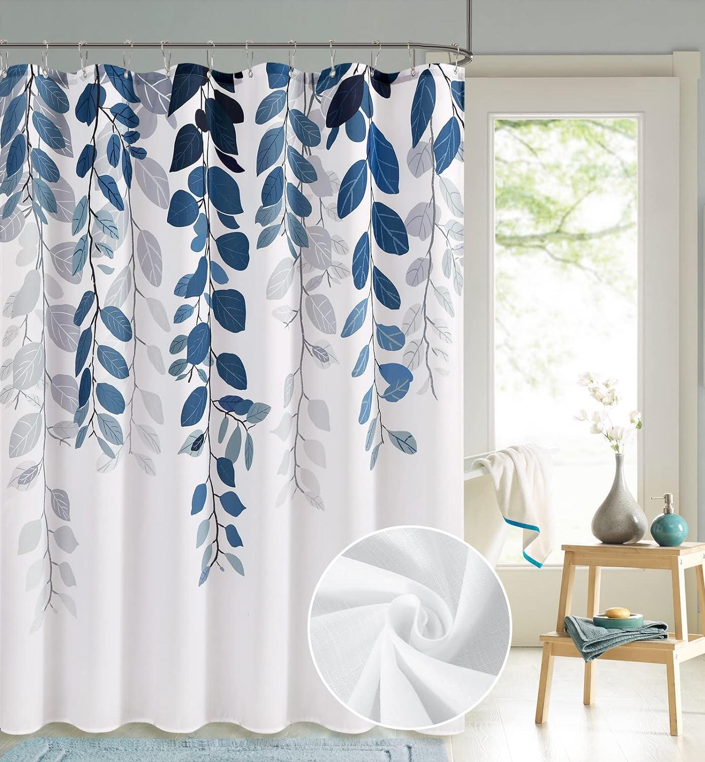 Bức rèm tắm Eucalyptus màu xanh cho phòng tắm lá màu nước trên rèm tắm trên cùng 180*180 cm