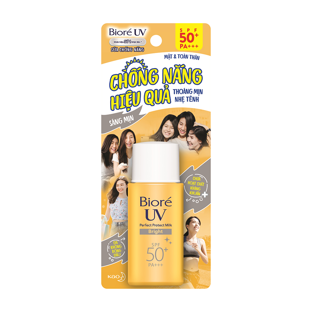 Sữa chống nắng bảo vệ da hoàn hảo trắng mịn ngọc trai Biore Perfect Protect Milk White SPF 50+/PA+++ (25ml)