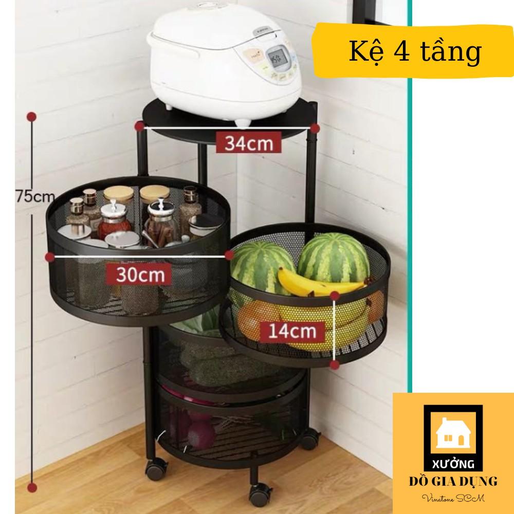 Kệ bếp đa năng đựng rau củ quả và đồ gia dụng, di chuyển xoay 360*, dễ dàng lắp đặt, chất liệu thép không gỉ [HÀNG LOẠI 1] 