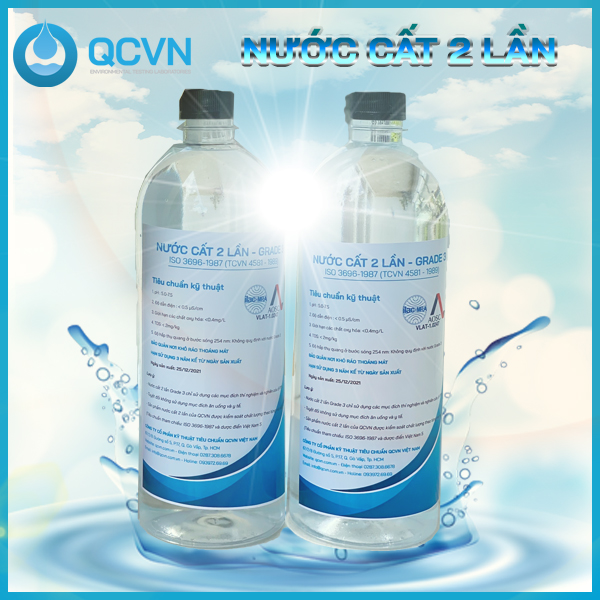 Combo 4 bình 1L nước cất 2 lần tinh khiết pha hóa chất và châm bình acquy