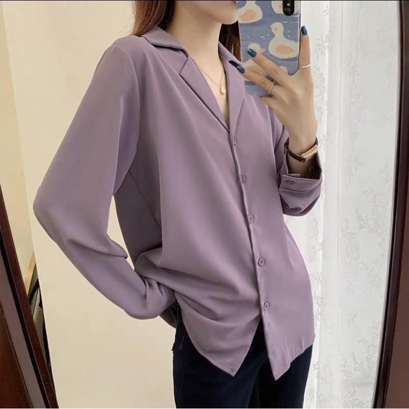 Sơ mi basic cổ vest nhiều màu thanh lịch chất đũi lụa đẹp