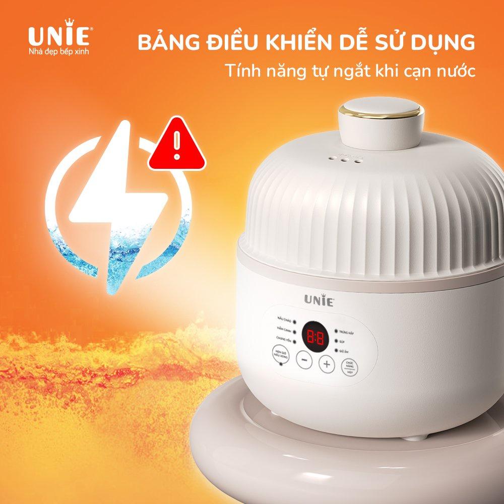 Nồi nấu chậm Unie USC08W, Chất liệu cao cấp thiết kế nhỏ gọn, 6 chức năng nấu đa dạng, chế độ tự ngắt khi cạn nước - hàng chính hãng