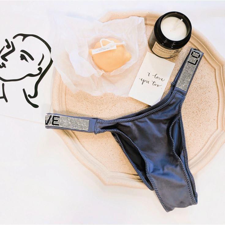  Quần Lót Lụa Đính Đá Sexy Love P313