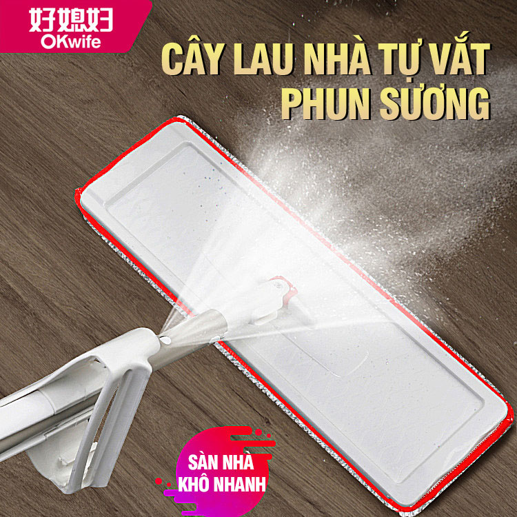 Cây lau nhà tự vắt phun sương xoay 360 độ lau sạch khô nhanh - OKwife Spray Mop