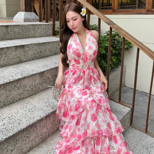 Đầm maxi Ruzimay Style Xếp Tầng Dáng Xòe Đi Biển R0300