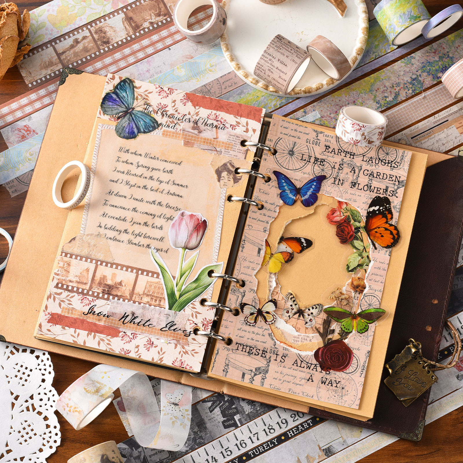 Hộp 20 cuộn washi tape kiểu cổ điển dùng để trang trí vintage journaling