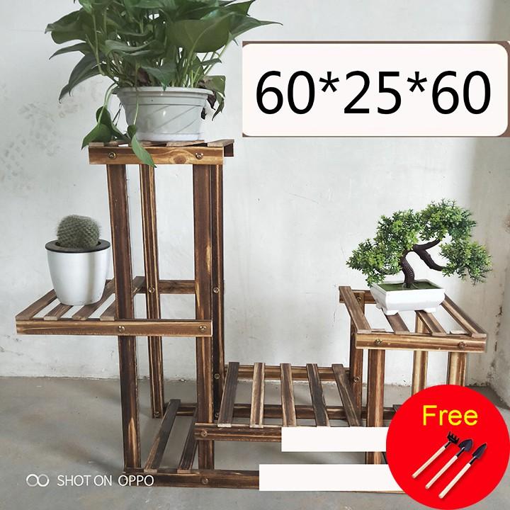 Khung gỗ nhiều tầng để cây trang trí (60cm) 60x25x60_RE0252