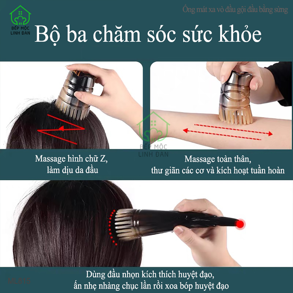 Ống Mát Xa Vò Đầu Gội Đầu Bằng Sừng - Thư Giãn Giúp Lưu Thông Máu [ML815]