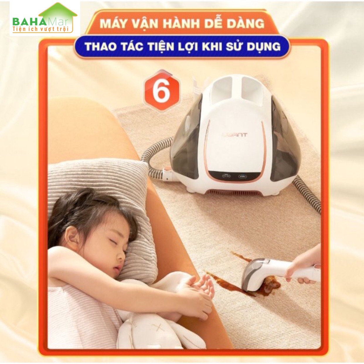 MÁY ĐA NĂNG HÚT CHÂN KHÔNG VÀ GIẶT THẢM, SOFA - MÁY LÀM SẠCH VẢI DI ĐỘNG UWANT B100 &quot;BAHAMAR&quot; giúp loại bỏ hoàn toàn các vết bẩn một cách nhanh chóng và triệt để, đem lại hiệu quả cao nhưng vẫn đảm bảo không làm ảnh hưởng vải