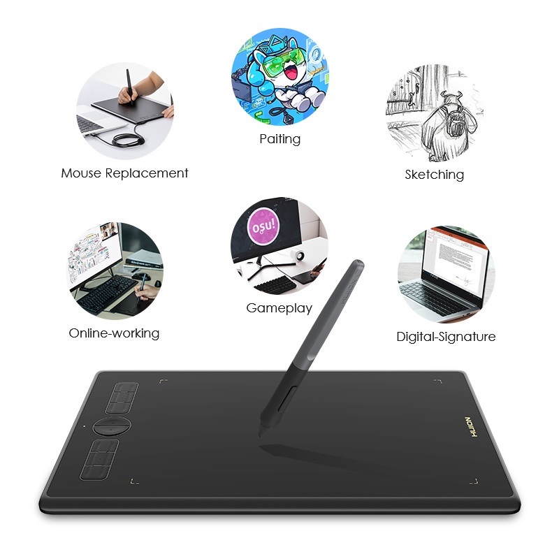 Bảng Vẽ Điện Tử Đồ Họa HUION H580X INSPIROY Kỹ Thuật Số Kèm Bút Vẽ PW100 - Hàng Nhập Khẩu