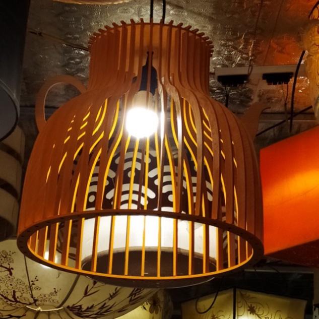 Đèn thả gỗ hình chiếc ấm ,đèn nhà hàng,đèn quán cafe DT