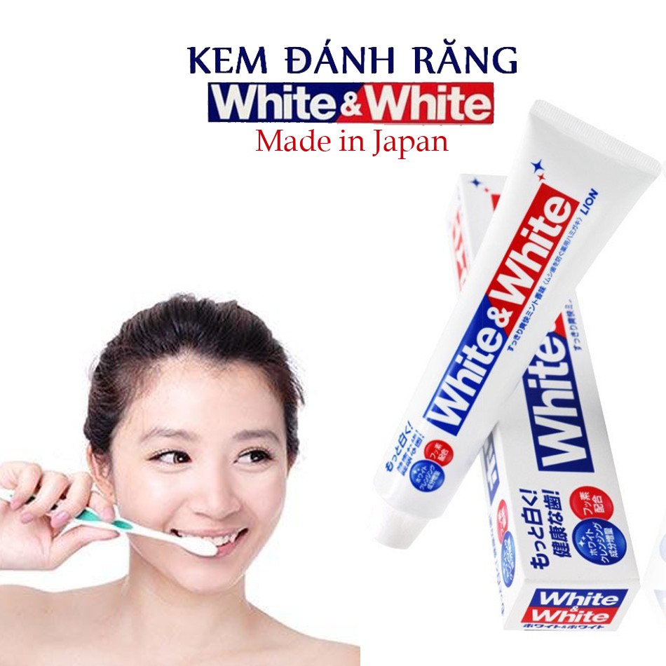 Lion White &amp; White - Răng trắng sáng, hơi thở thơm mát 150g nội địa Nhật Bản