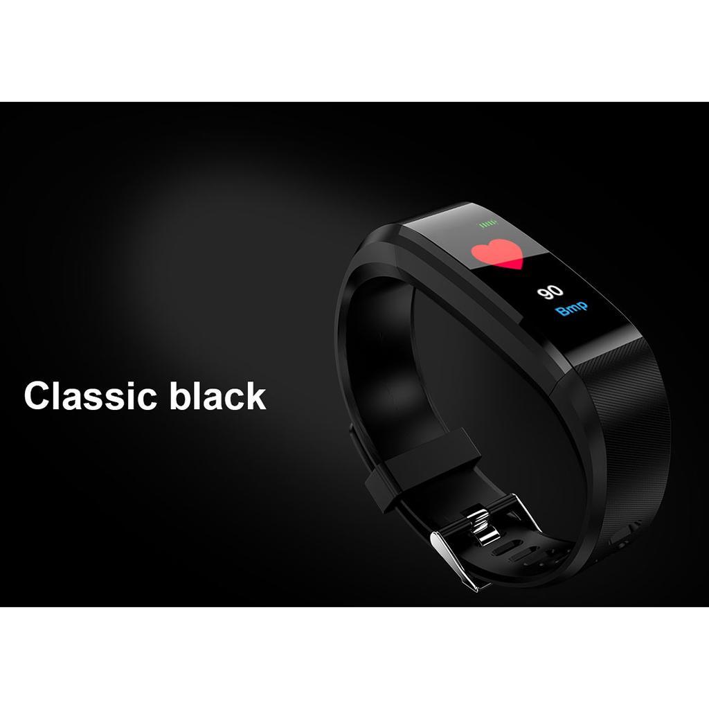2x115 Plus Smart Watch Bracelet Fitness Tracker Heart Rate Monitor Black