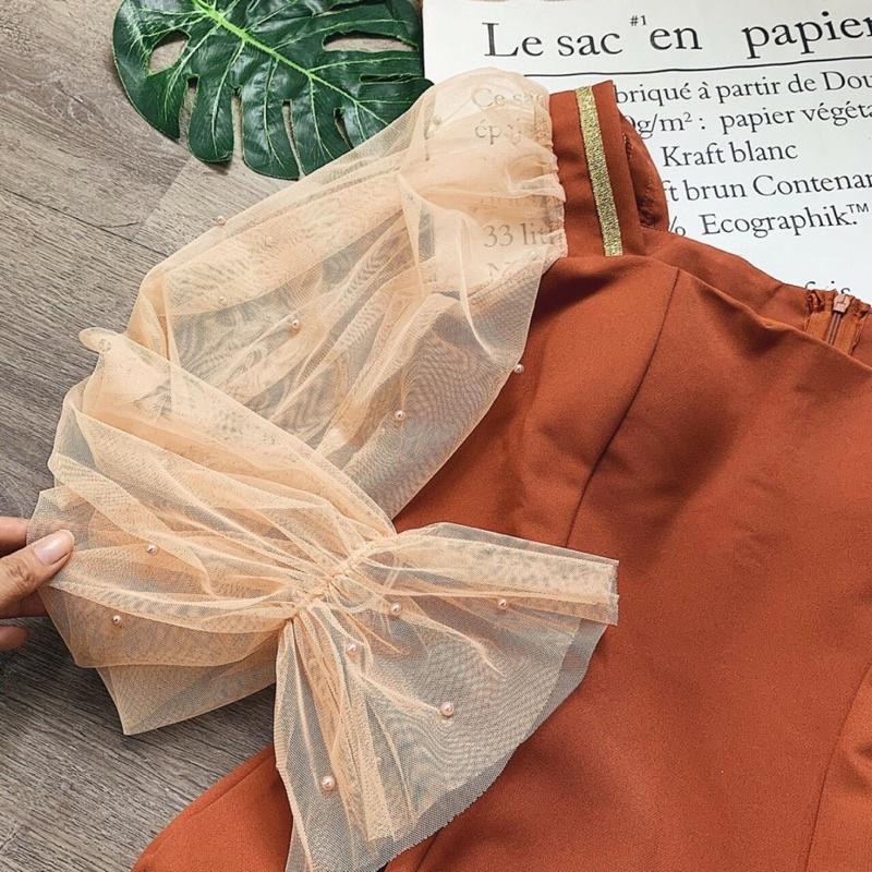 [] ĐẦM CHỮ A TAY LƯỚI ĐÍNH NGỌC