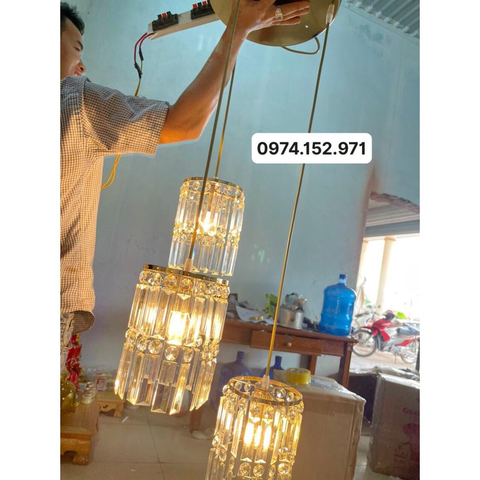 Bộ 03 Đèn thả pha lê vàng siêu đẹp